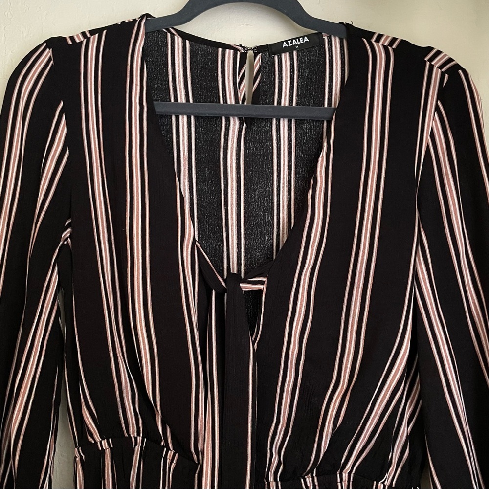 Azalea Stripe Front Tie Romper - Picture 4 of 7